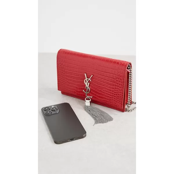 YSL Womens PreLoved Ysl Red Embossed Kate Tassel Chain Wallet Red One SizeYSL Womens PreLoved Ysl Red Embossed Kate Tassel Chain Wallet Red One Size