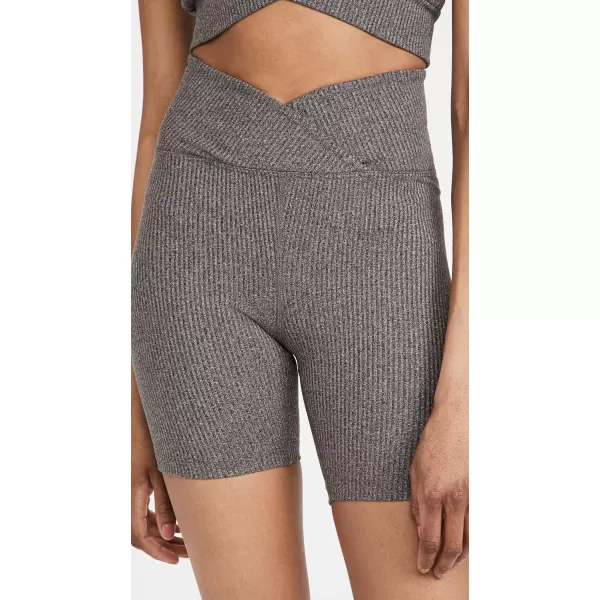 Year of Ours Womens Ribbed V Waist Biker ShortsHeathered Grey