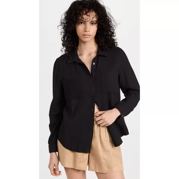 Z SUPPLY Womens Kaili Button Up Gauze TopBlack