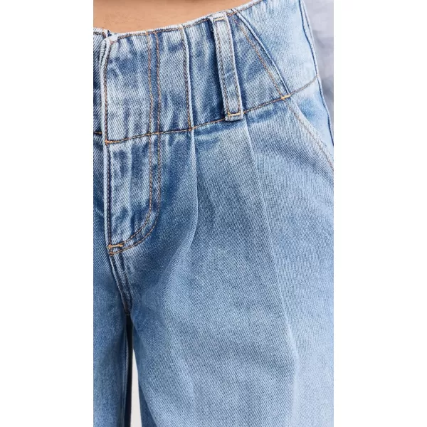 alice  olivia Womens Anders Low Rise Pleated JeansGeorgia Vintage Blue