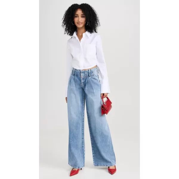 alice  olivia Womens Anders Low Rise Pleated JeansGeorgia Vintage Blue