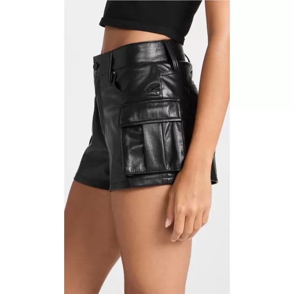 alice  olivia Womens Cay Low Rise Vegan Leather Cargo ShortsBlack