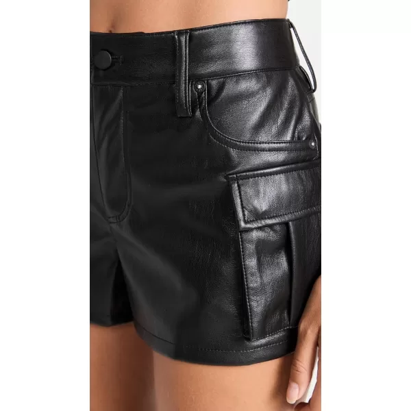 alice  olivia Womens Cay Low Rise Vegan Leather Cargo ShortsBlack