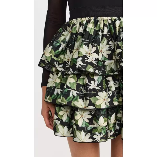 alice  olivia Womens Chara Tiered Mini DressBlackMoonlight Floral