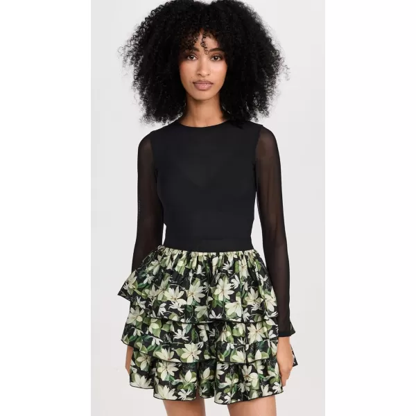 alice  olivia Womens Chara Tiered Mini DressBlackMoonlight Floral