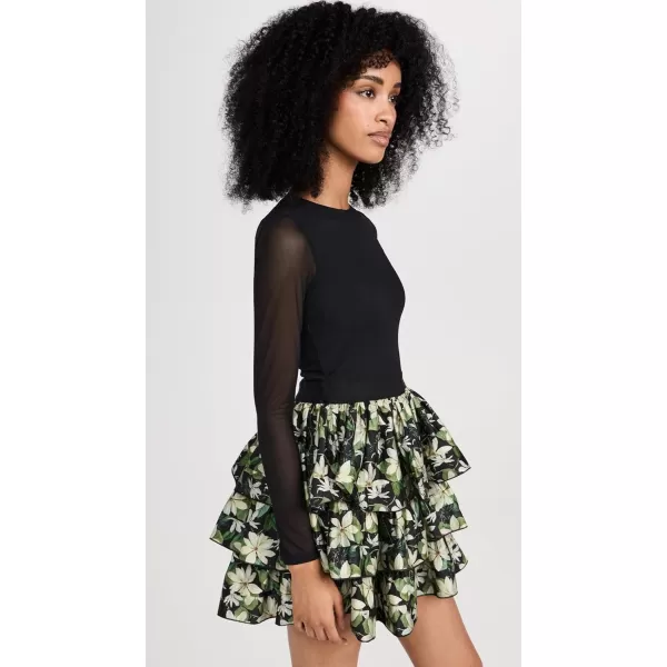 alice  olivia Womens Chara Tiered Mini DressBlackMoonlight Floral