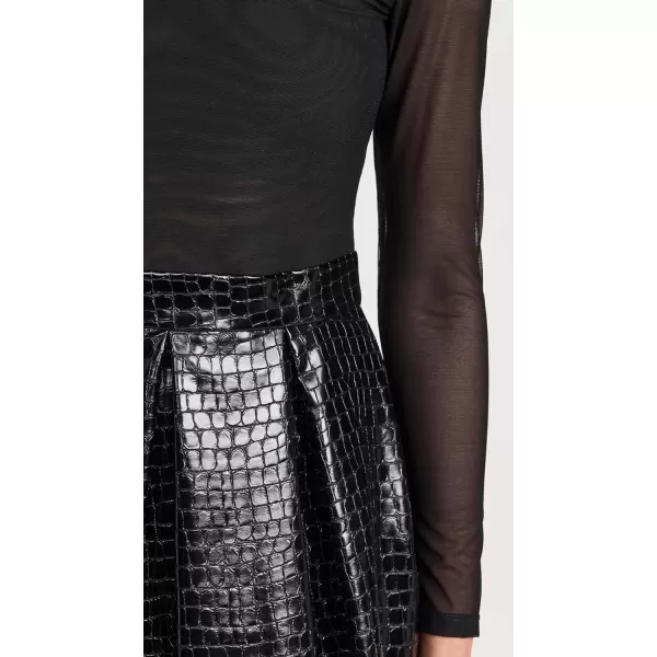 alice  olivia Womens Chara Vegan Leather Pleat Party DressBlack