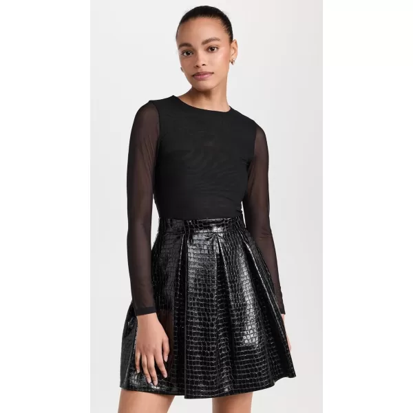 alice  olivia Womens Chara Vegan Leather Pleat Party DressBlack