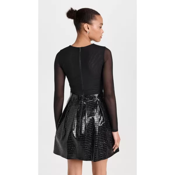 alice  olivia Womens Chara Vegan Leather Pleat Party DressBlack