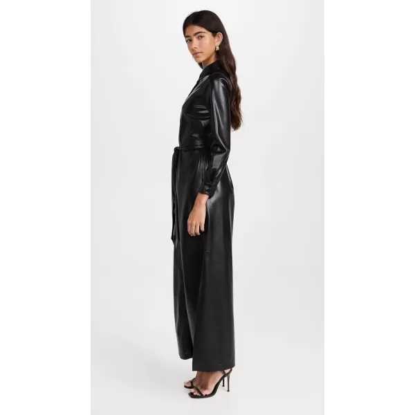 alice  olivia Womens Chassidy Vegan Leather Maxi Shirt DressBlack