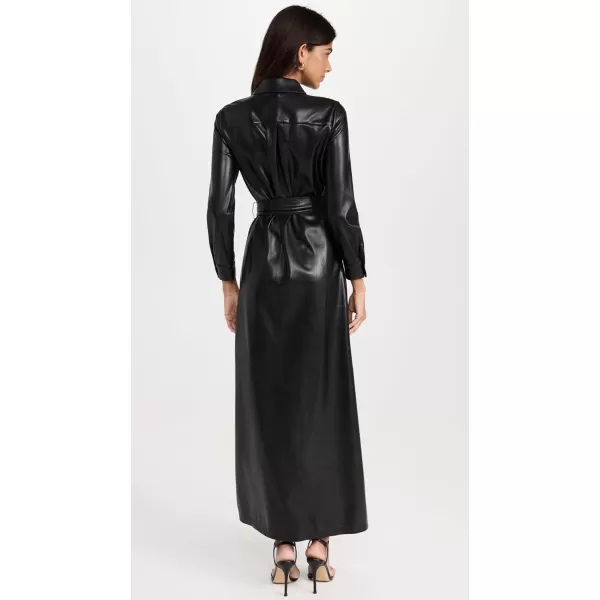 alice  olivia Womens Chassidy Vegan Leather Maxi Shirt DressBlack