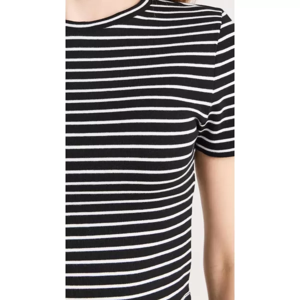 alice  olivia Womens Cindy Boxy Classic TeeBlackOff White Stripe