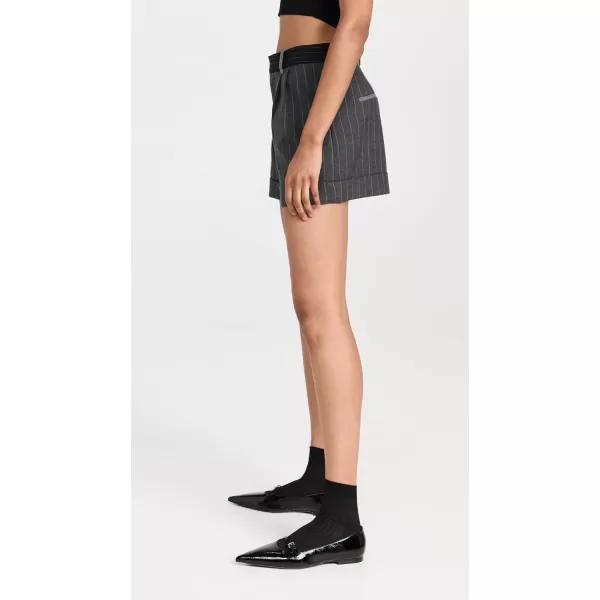 alice  olivia Womens Conry Pleated Cuff ShortsGreyCharcoal Pinstripe