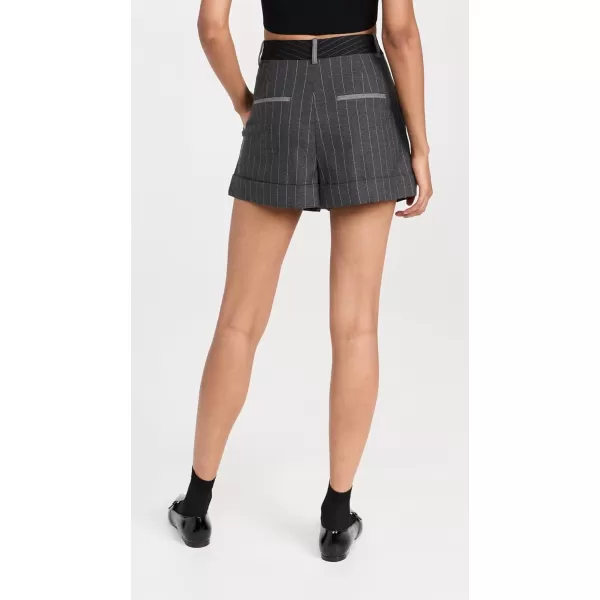 alice  olivia Womens Conry Pleated Cuff ShortsGreyCharcoal Pinstripe