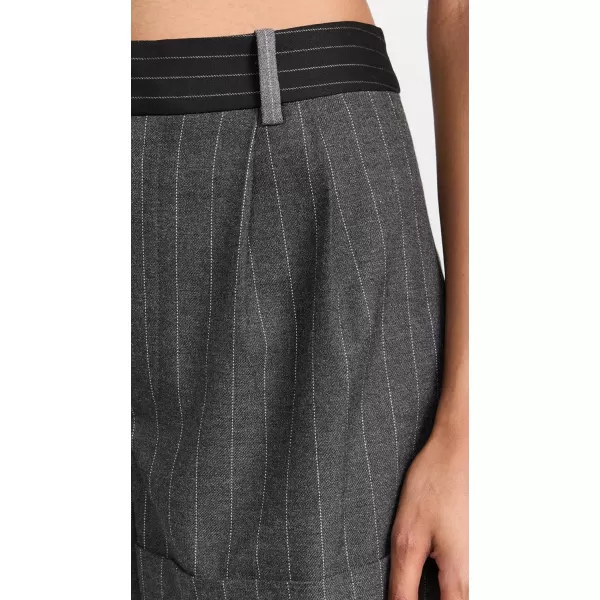 alice  olivia Womens Conry Pleated Cuff ShortsGreyCharcoal Pinstripe