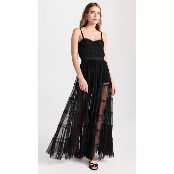 alice  olivia Womens Deena Pleated Maxi Dress with Hot PantsBlack