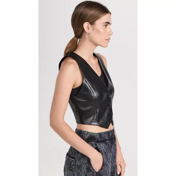 alice  olivia Womens Donna Vegan Leather VestBlack