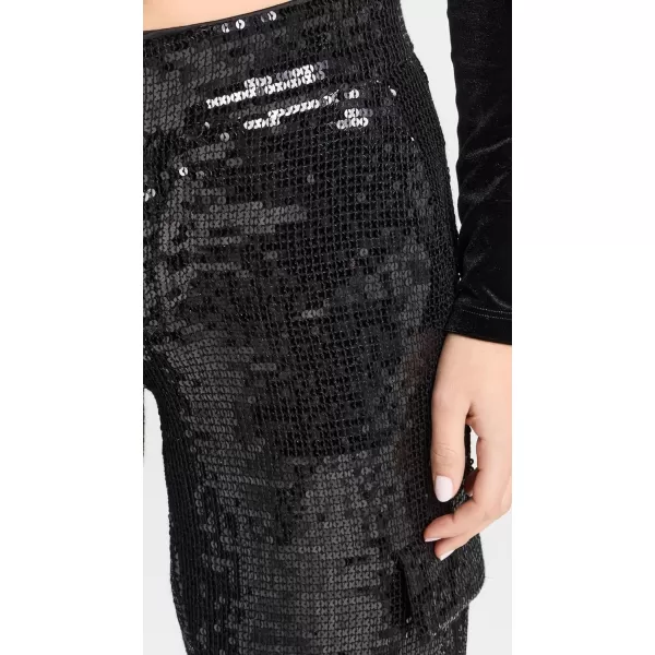 alice  olivia Womens Hayes Sequin Wide Leg Cargo PantsBlack