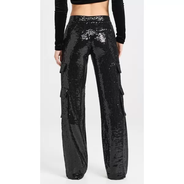 alice  olivia Womens Hayes Sequin Wide Leg Cargo PantsBlack