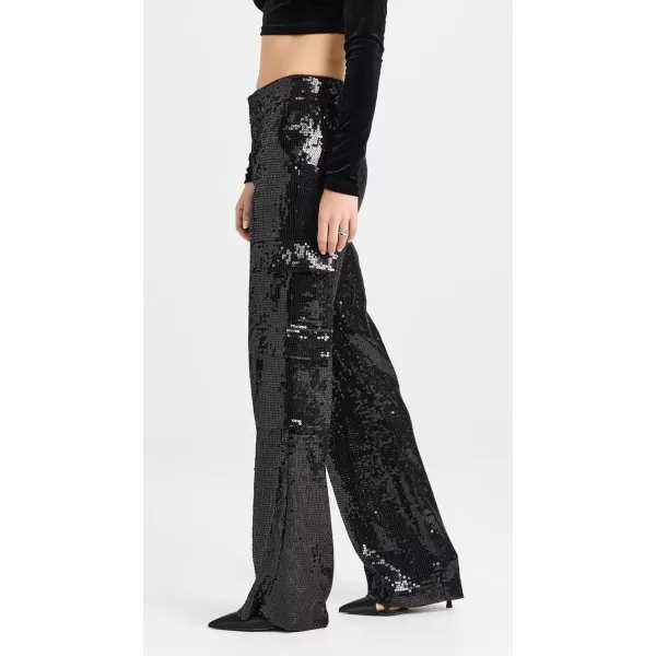 alice  olivia Womens Hayes Sequin Wide Leg Cargo PantsBlack