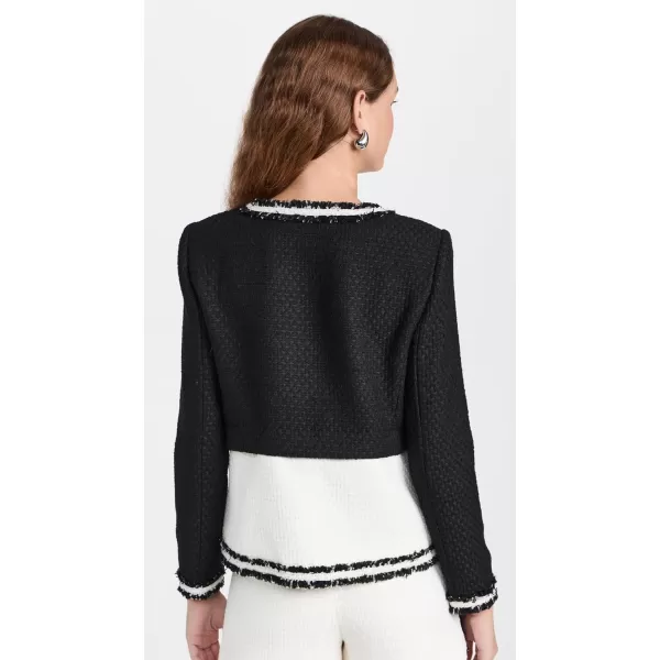 alice  olivia Womens Kidman TwoFer Boxy Raw Edge JacketBlackOff White