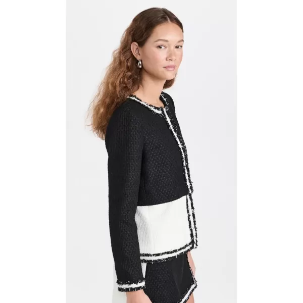 alice  olivia Womens Kidman TwoFer Boxy Raw Edge JacketBlackOff White