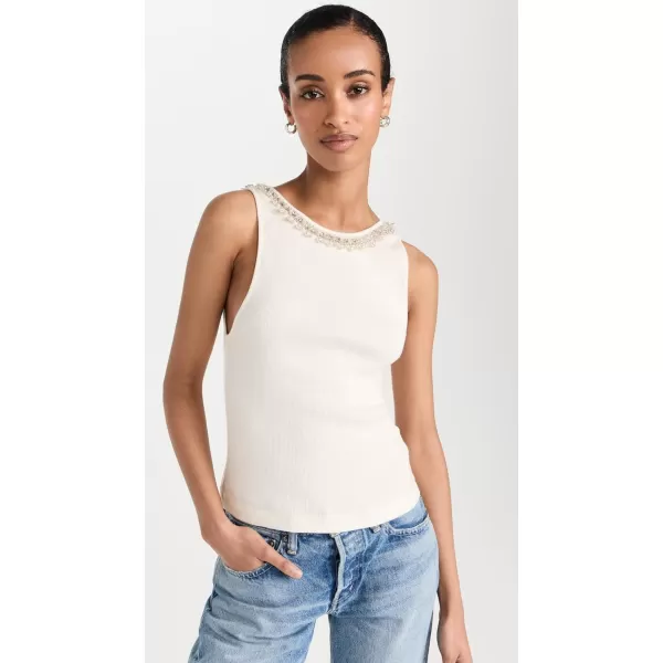 alice  olivia Womens Kori Embellished Rib TankOffwhite