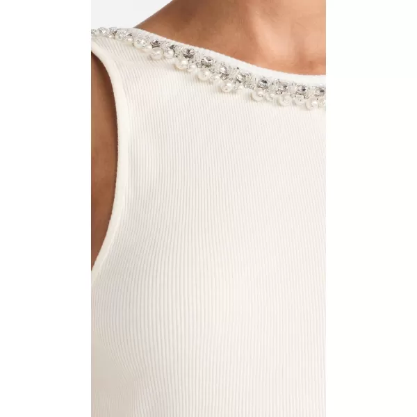 alice  olivia Womens Kori Embellished Rib TankOffwhite