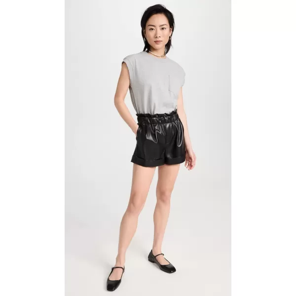 alice  olivia Womens Reagan Vegan Leather ShortsBlack