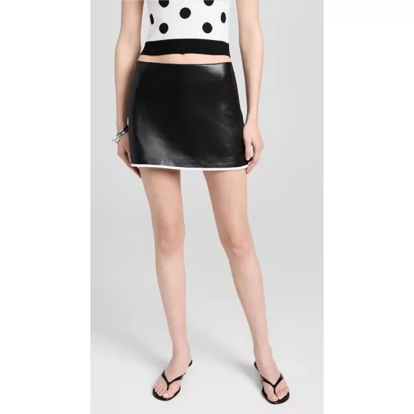 alice  olivia Womens Rubi Vegan Side Stripe MiniskirtBlackOff White