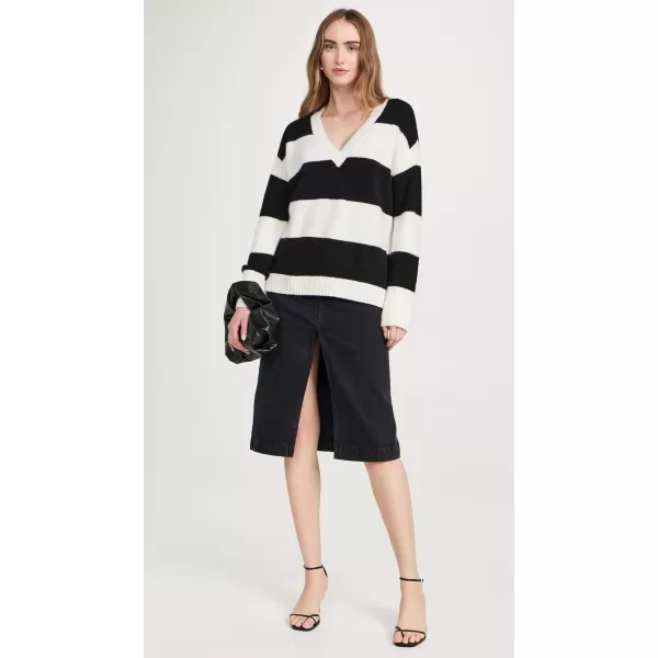 alice  olivia Womens Tiel Stripe SweaterEcruBlack