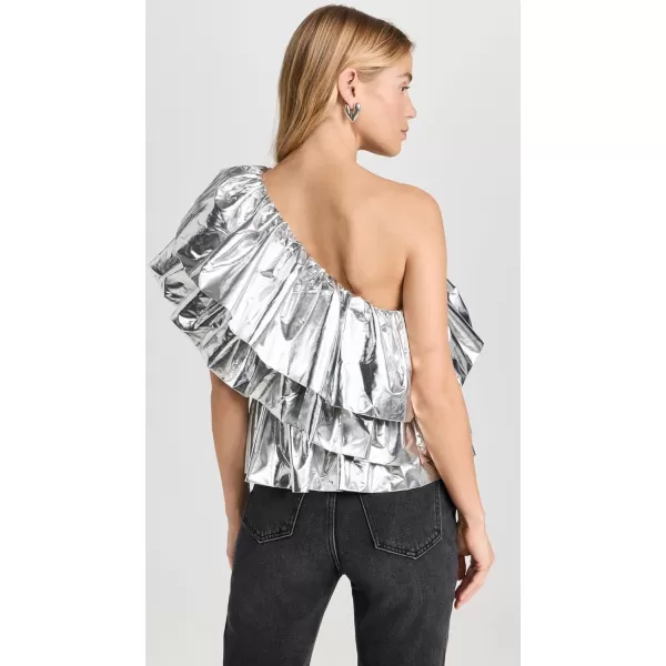 endless rose Womens Metallic Tiered TopSilver