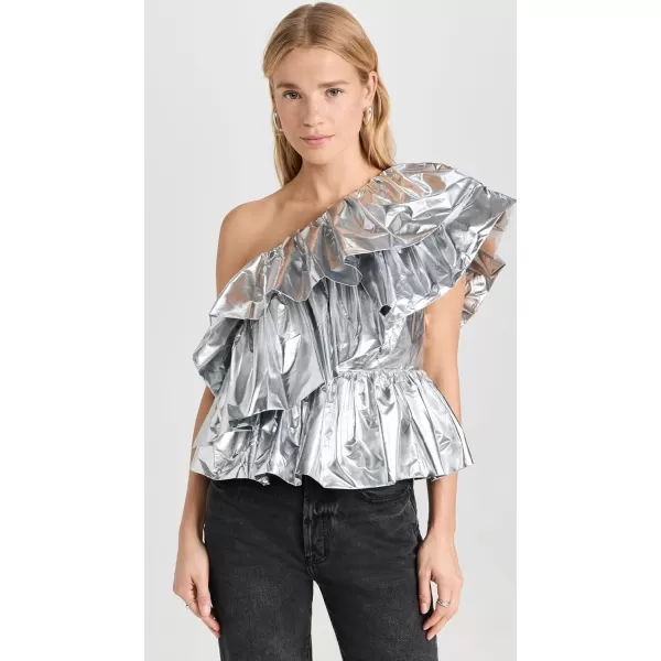 endless rose Womens Metallic Tiered TopSilver