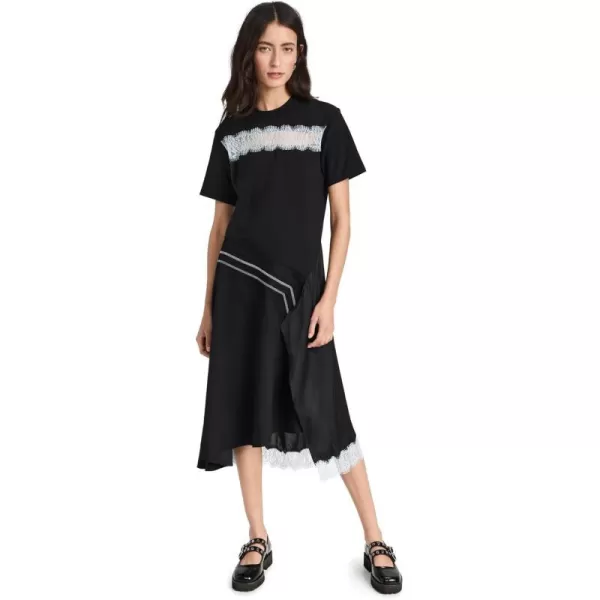 31 Phillip Lim Womens Deconstructed TShirt Dress with Satin and LaceBlk Multi