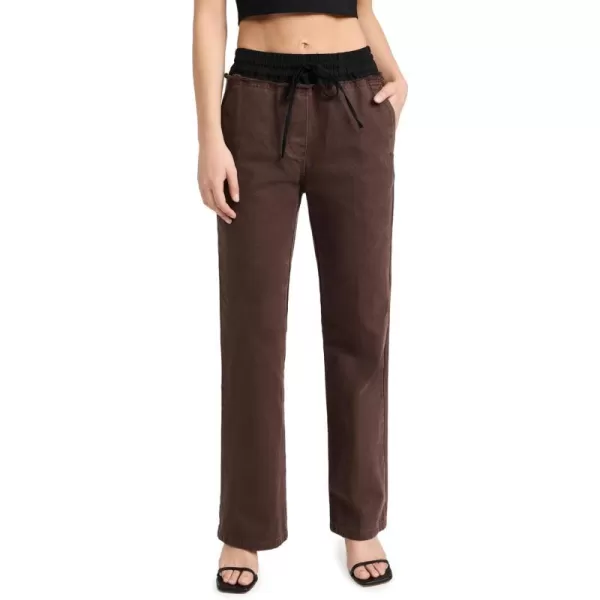 31 Phillip Lim Womens Denim Pull On Combo PantsCoffee