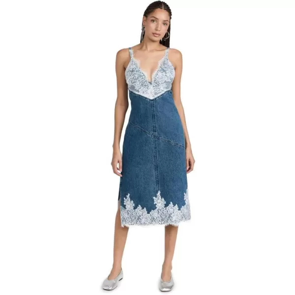 31 Phillip Lim Womens Denim Slip Dress with LaceBlue