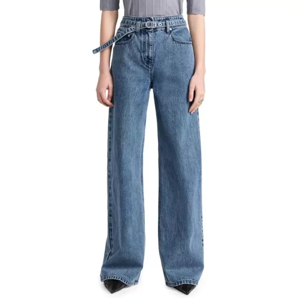 31 Phillip Lim Womens Denim Wide Leg Belted JeansBlue