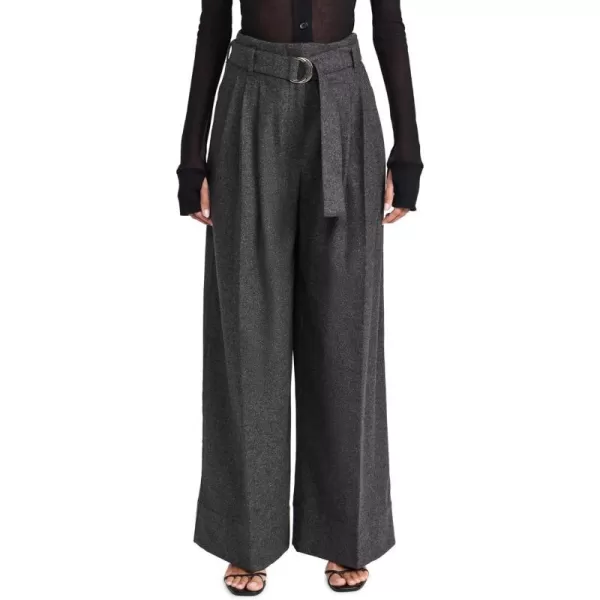 31 Phillip Lim Womens Flannel Oversized Pleated Belted PantsCharcoal