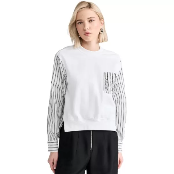 31 Phillip Lim Womens Long Sleeve Striped Fringe Pocket SweatshirtWhite Multi Stripe