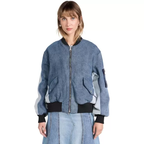 31 Phillip Lim Womens MultiToned Denim Reversible Bomber JacketMed Blue Multi