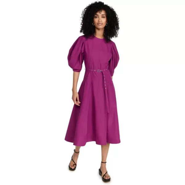 31 Phillip Lim Womens Puff Sleeve Belted Godet Midi DressMulberry