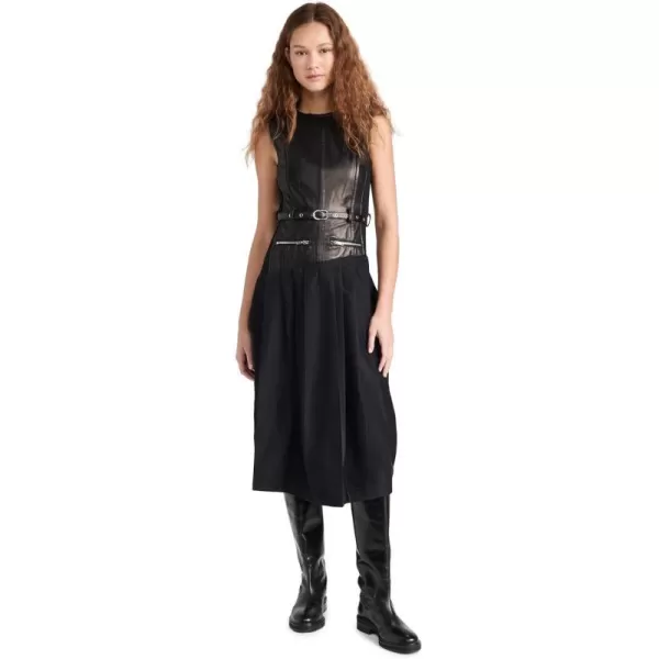 31 Phillip Lim Womens Slvls Leather Bodice Combo DressBlack