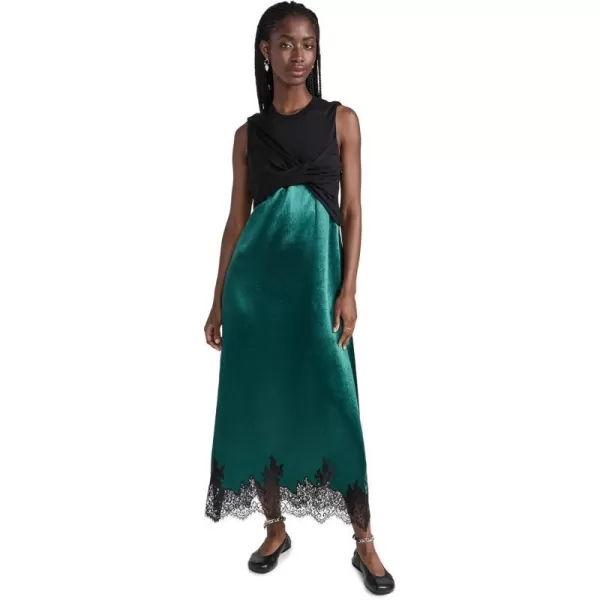 31 Phillip Lim Womens Twist Tank Slip Combo Maxi DressBlackemerald