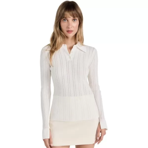 31 Phillip Lim Womens Variegated Rib Polo PulloverIvory