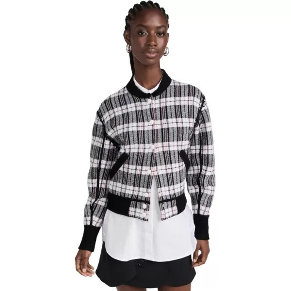 31 Phillip Lim Womens Wool Plaid Jacquard Bomber JacketBlk Multi