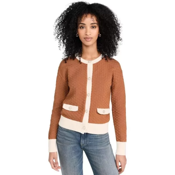 525 Womens Contrast Trim Trophy CardiganToasted Almond Multi