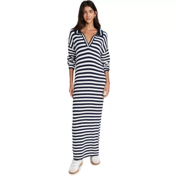 525 Womens Stripe Polo Maxi DressDark Blue Multi