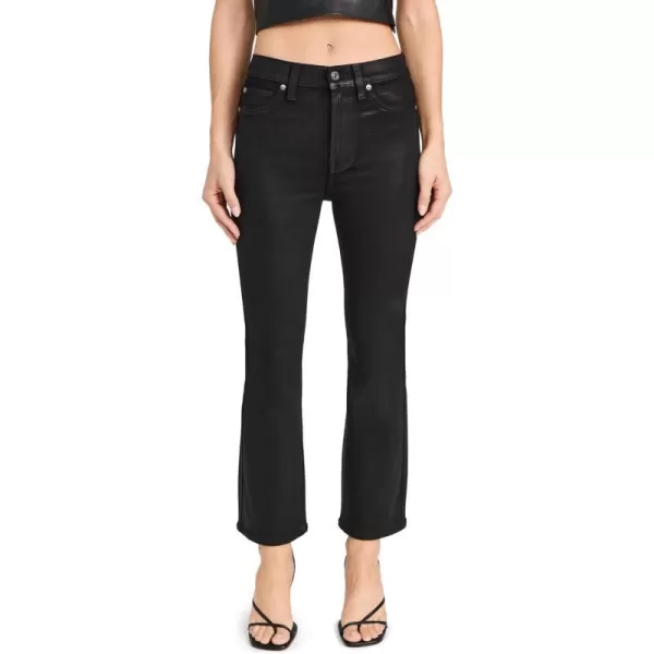 7 For All Mankind Womens HighWaisted Slim Kick Flare PantsCoated Black