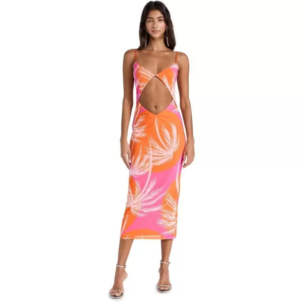 AFRM Womens Keefa Key Hole Midi DressOrange Palm