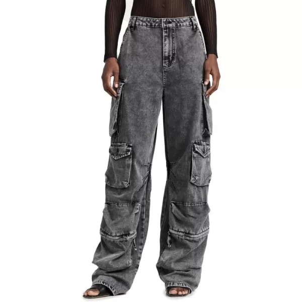 AFRM Womens Parker Baggy Cargo PantsBlack Acid Wash